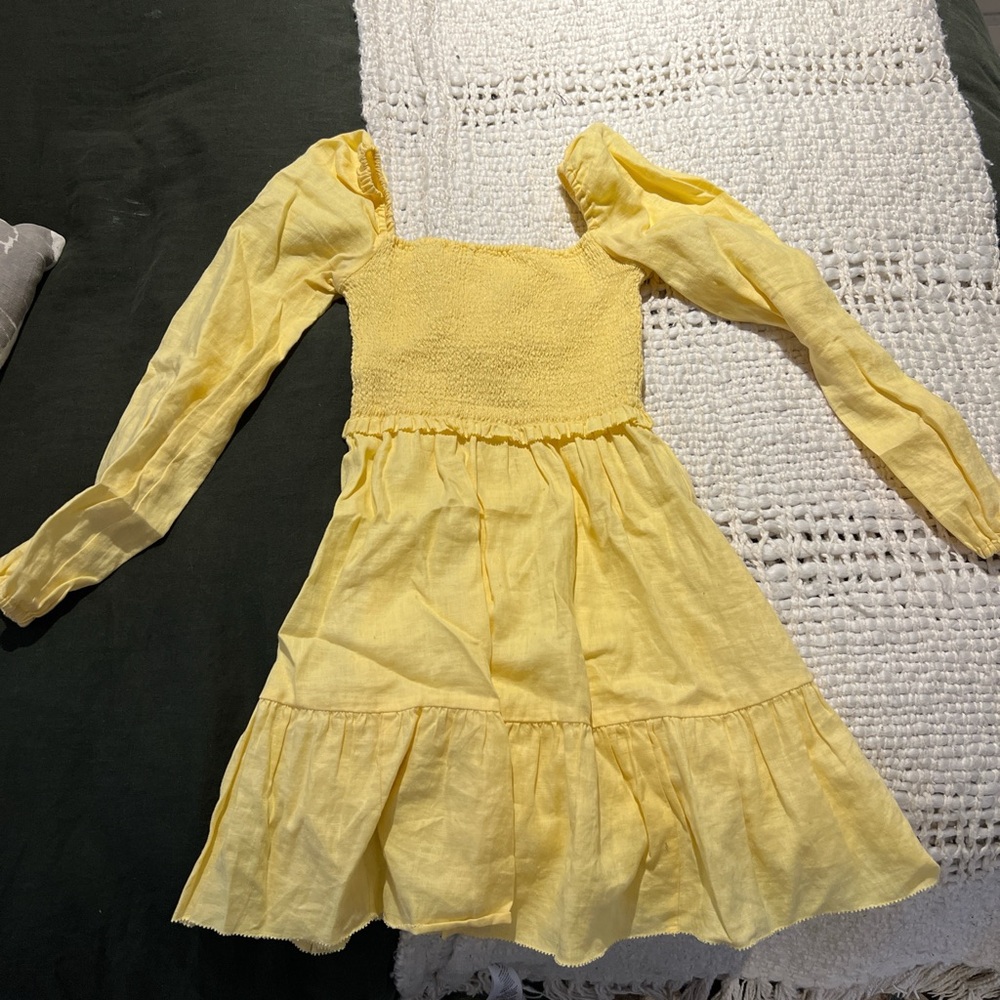 Wilfred Yellow Smocked Puff Sleeve Sundress
